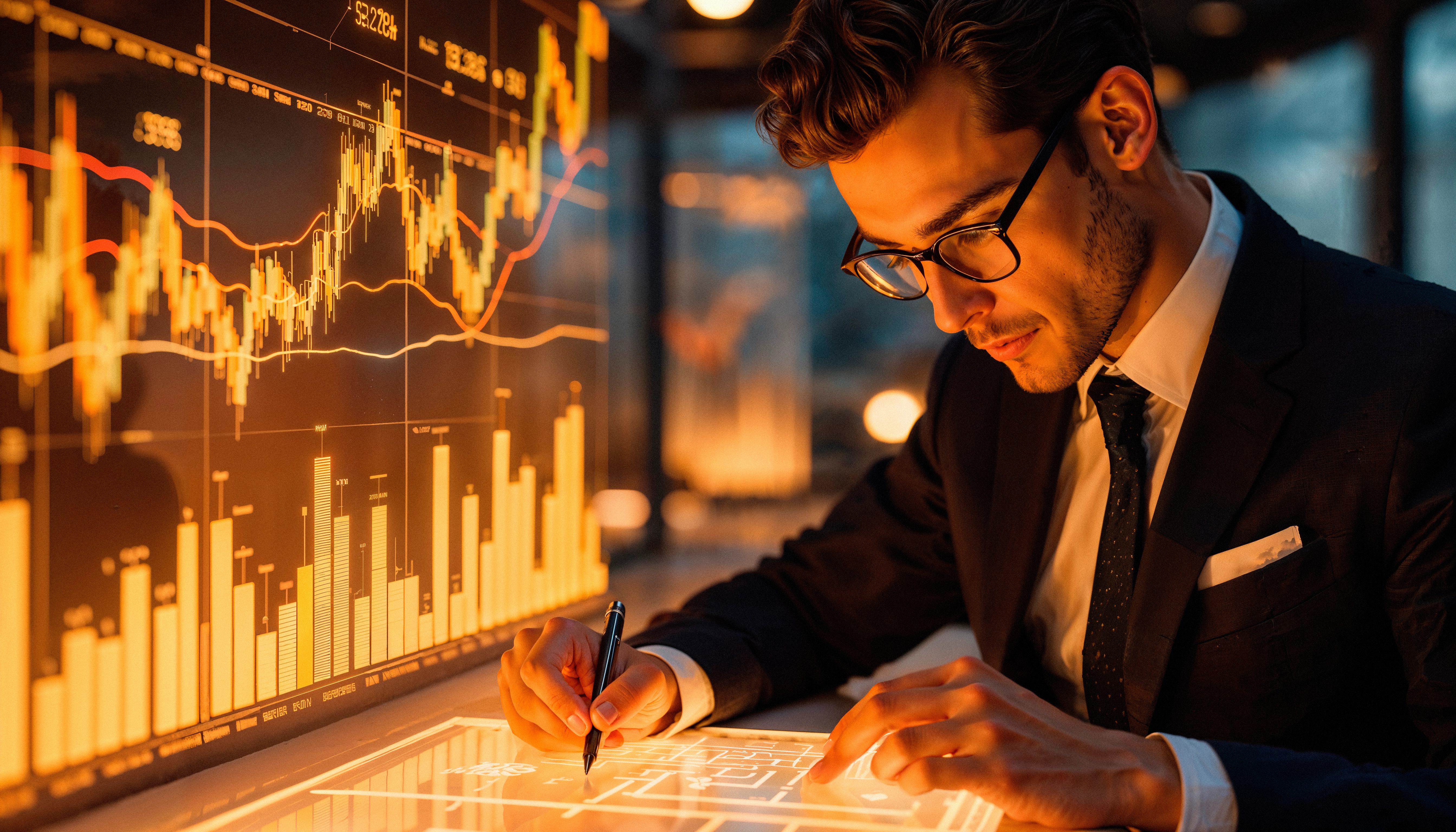 Analyst reviewing stock market data on screen