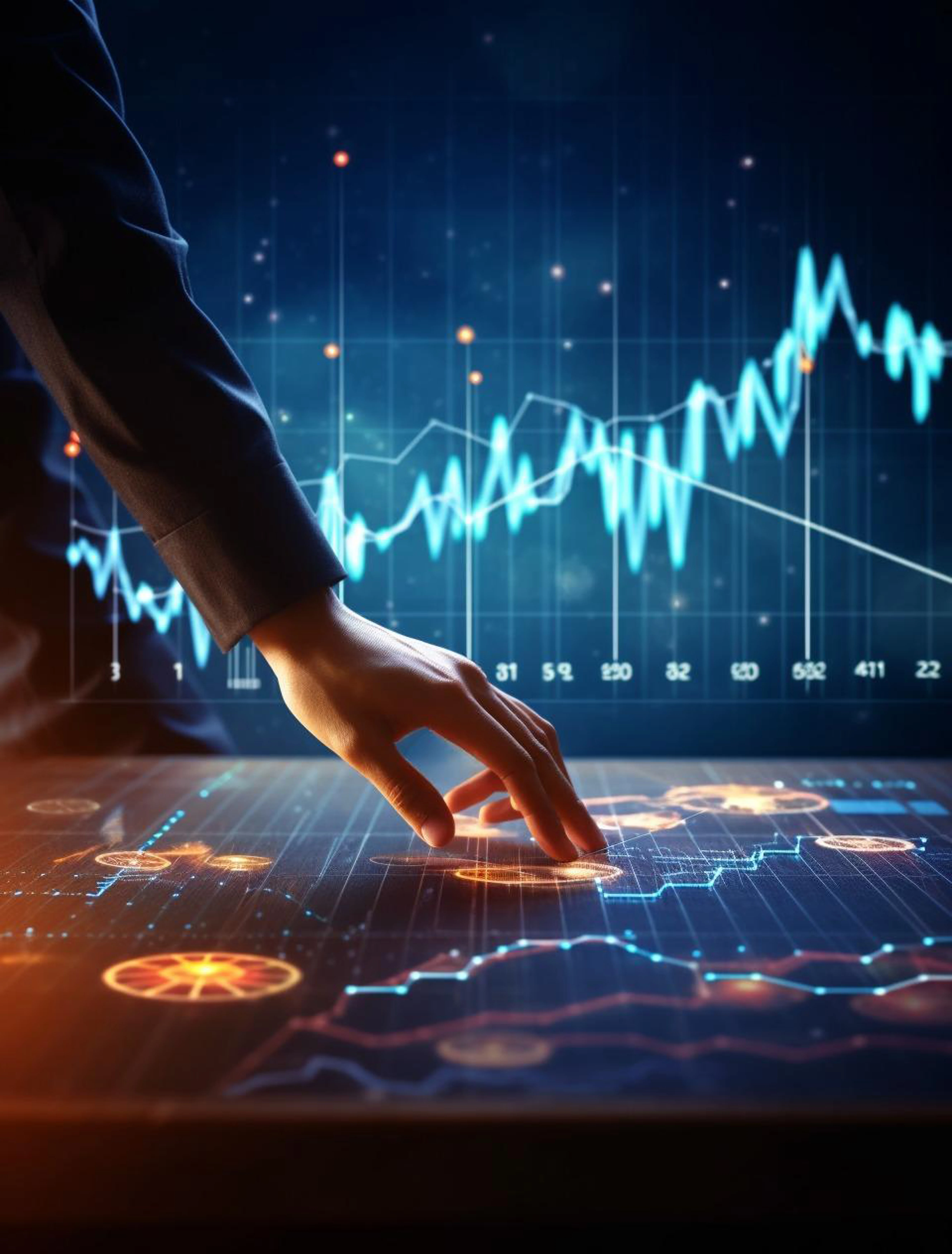 Business person in futuristic environment